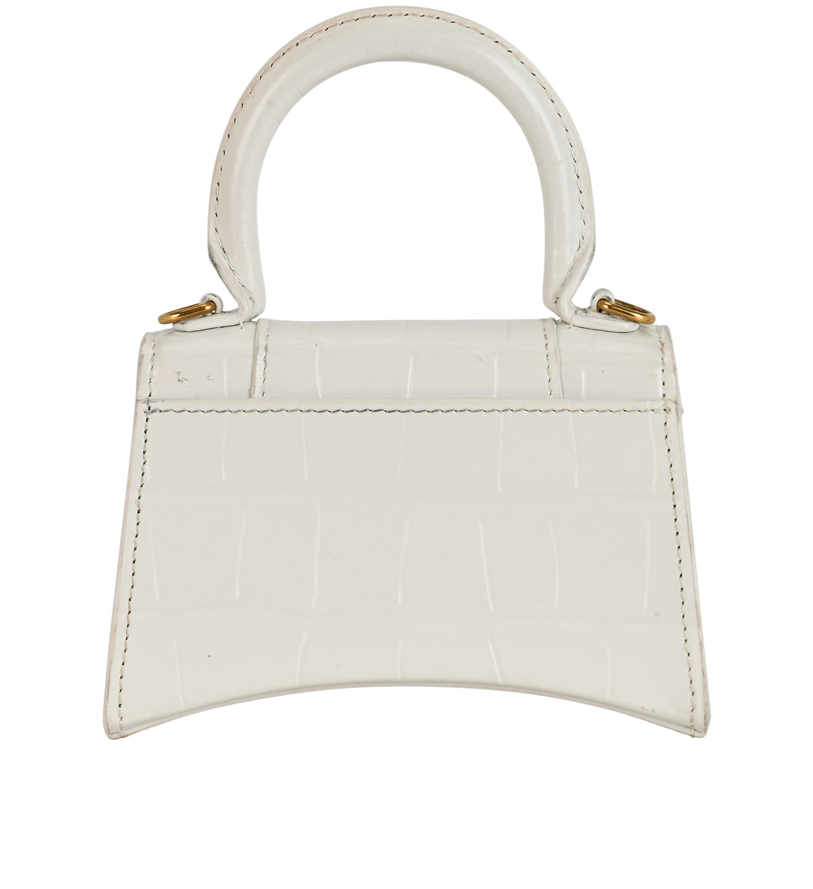 Mini Croc Embossed Hourglass, &pound;250, Handbags, White, Leather, Back view
